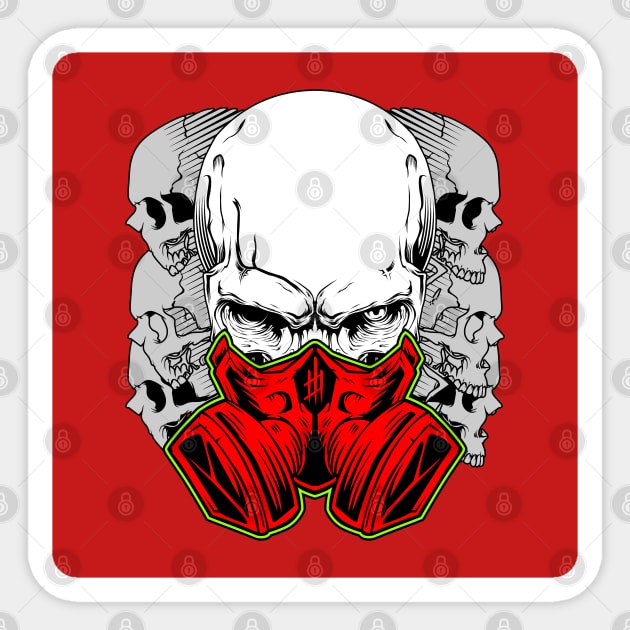 Masked toxic skull Sticker by AxelBluebox